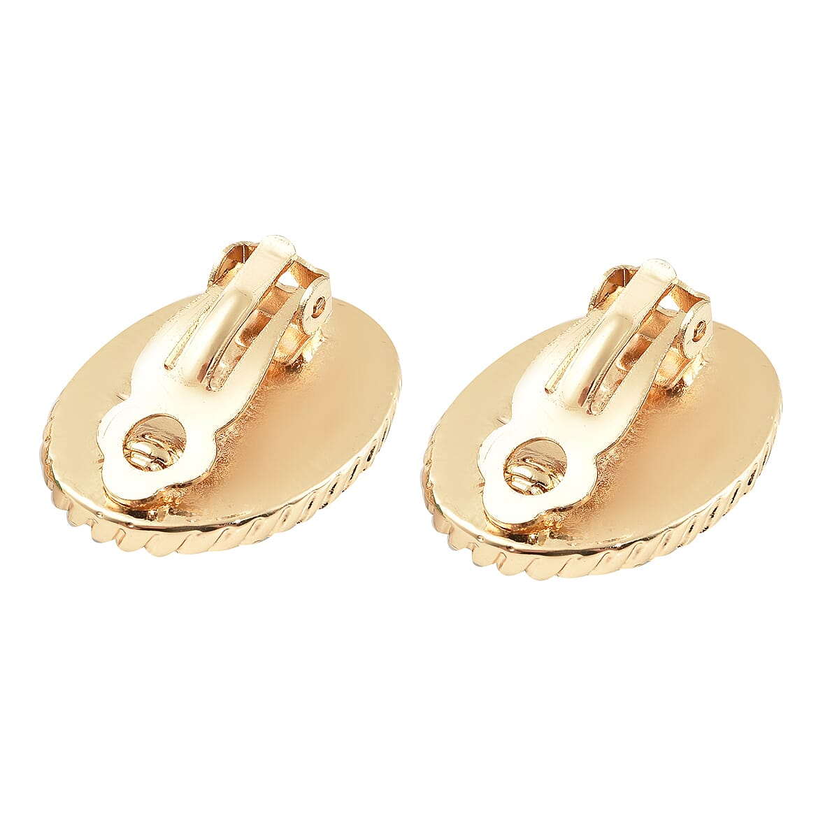 Blue Howlite French Clip Earrings in Yellow Gold Tone