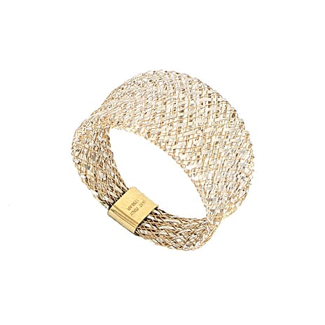 Italian Made 9K Yellow Gold Domed Stretchable Ring (Size O Stretchable)