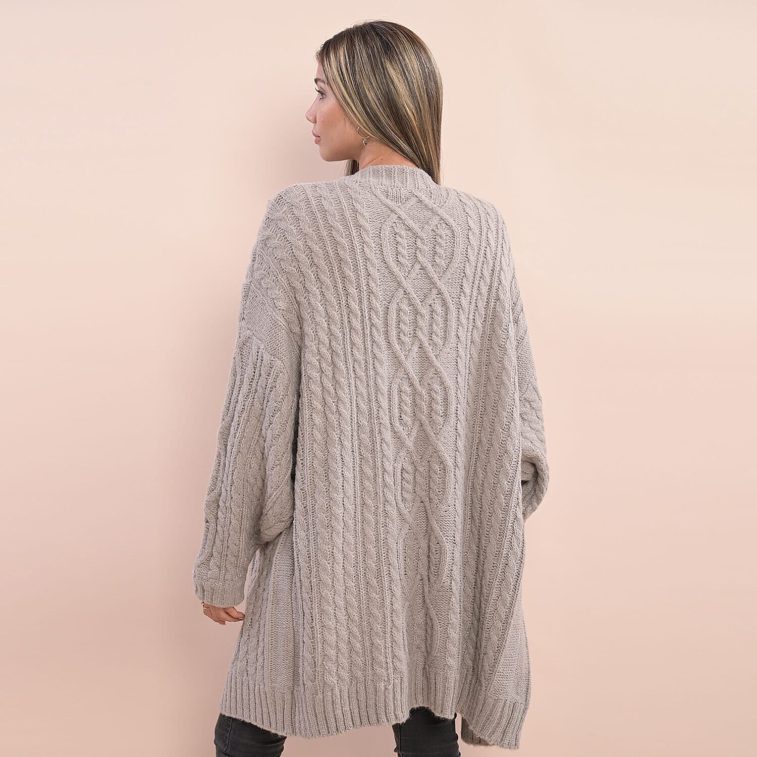 LA MAREY Long Sweater Cardigan with Buttons (80x60 Cm) - Grey