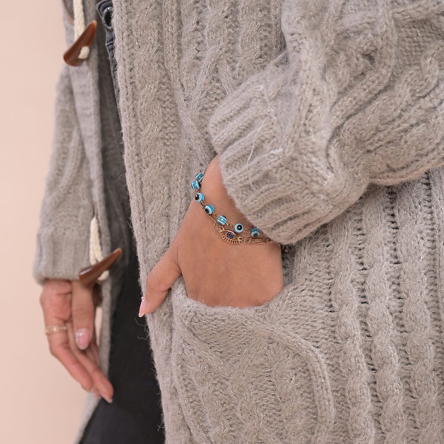 LA MAREY Long Sweater Cardigan with Buttons (80x60 Cm) - Grey