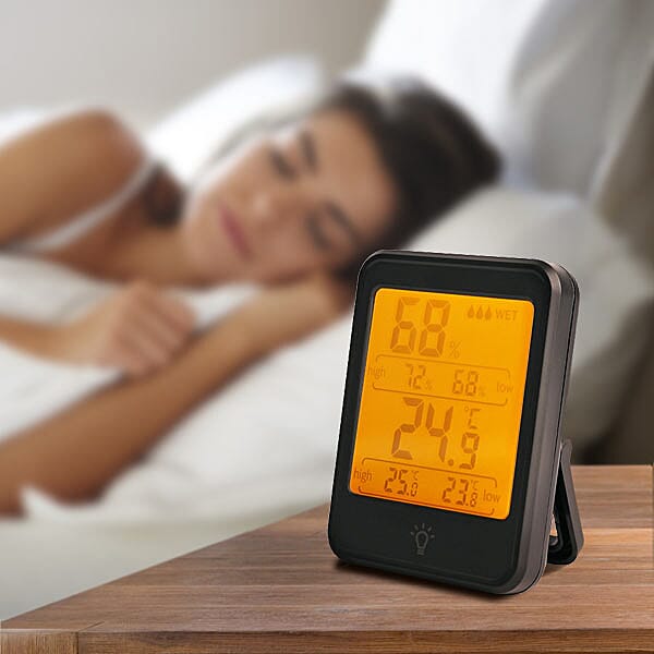 Digital Thermo - Hygrometer Electronic Temperature and Humidity Meter Clock (Size:8x6x2 Cm)