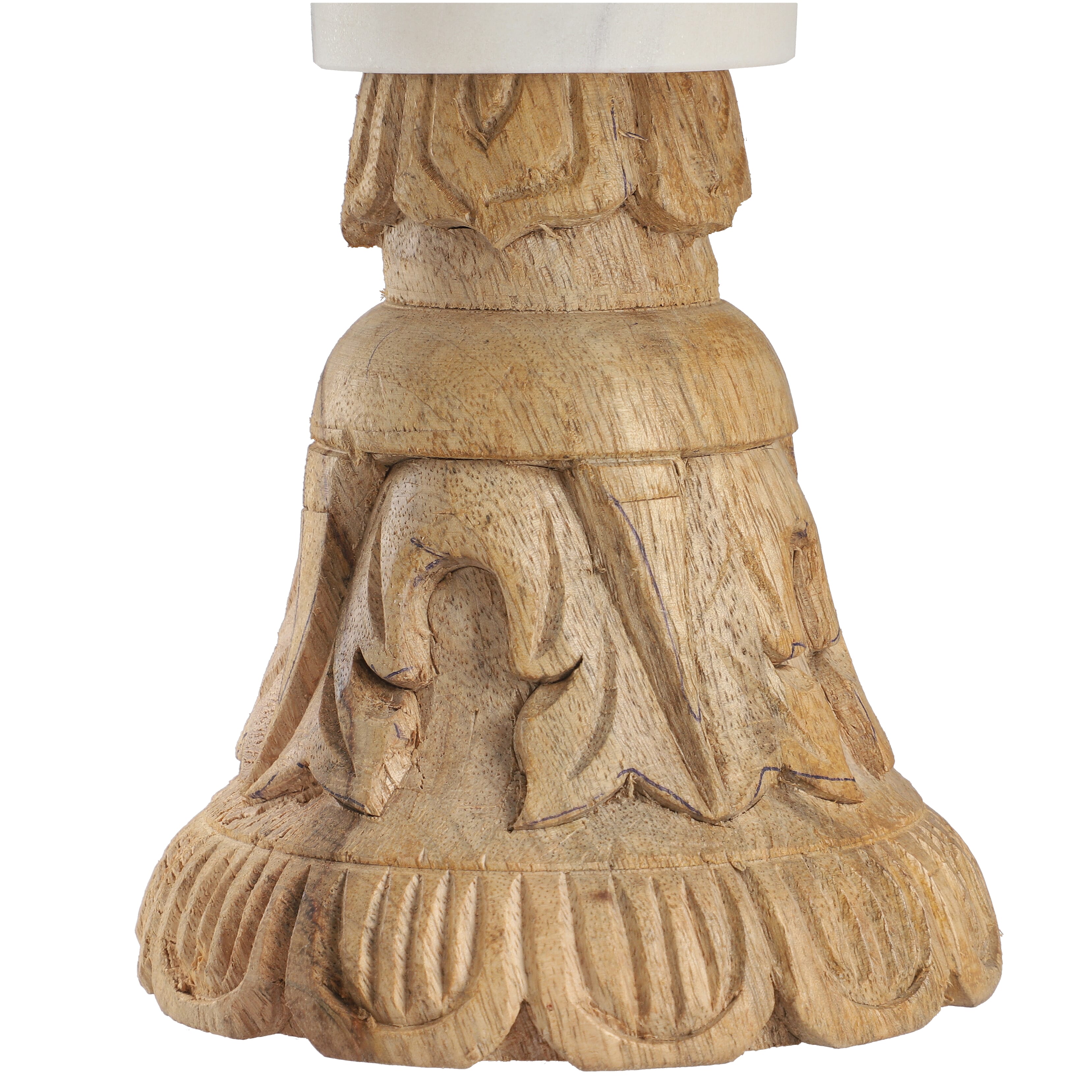 Handmade Marble Cake Stand with Wooden Base