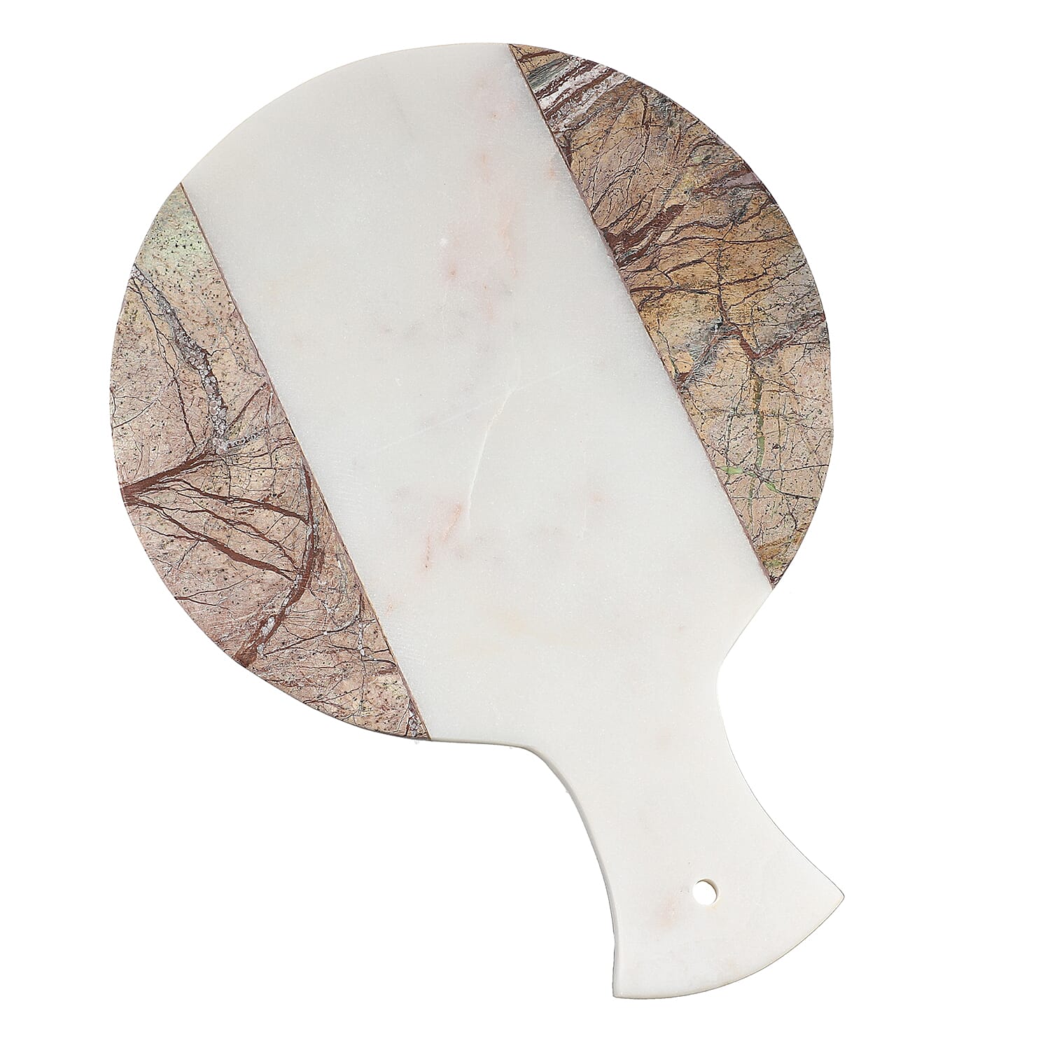 Round Shape Marble Chopping Board (Size 28x20Cm) - Brown and White