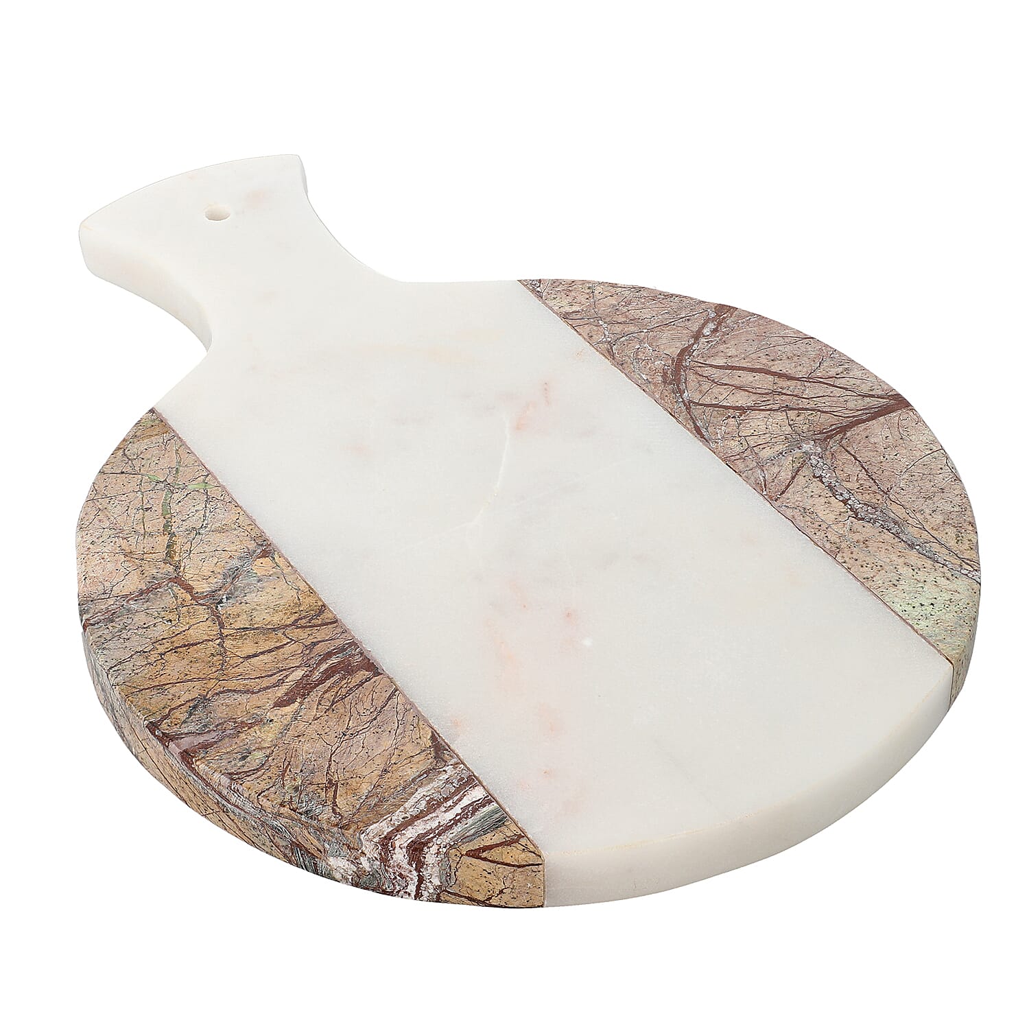 Round Shape Marble Chopping Board (Size 28x20Cm) - Brown and White
