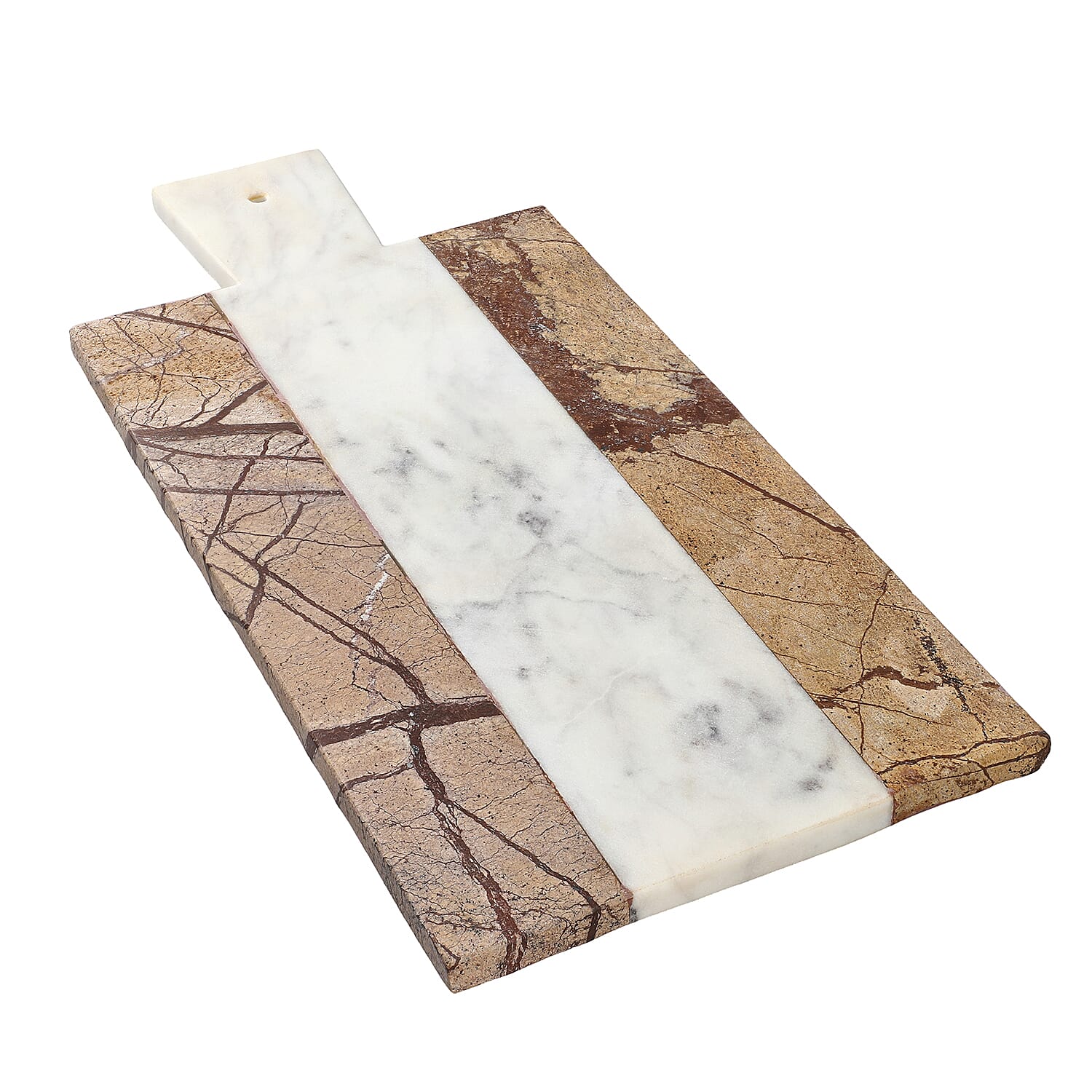 Rectangular Shape Marble Chopping Board (Size 38x18Cm) - Brown and White
