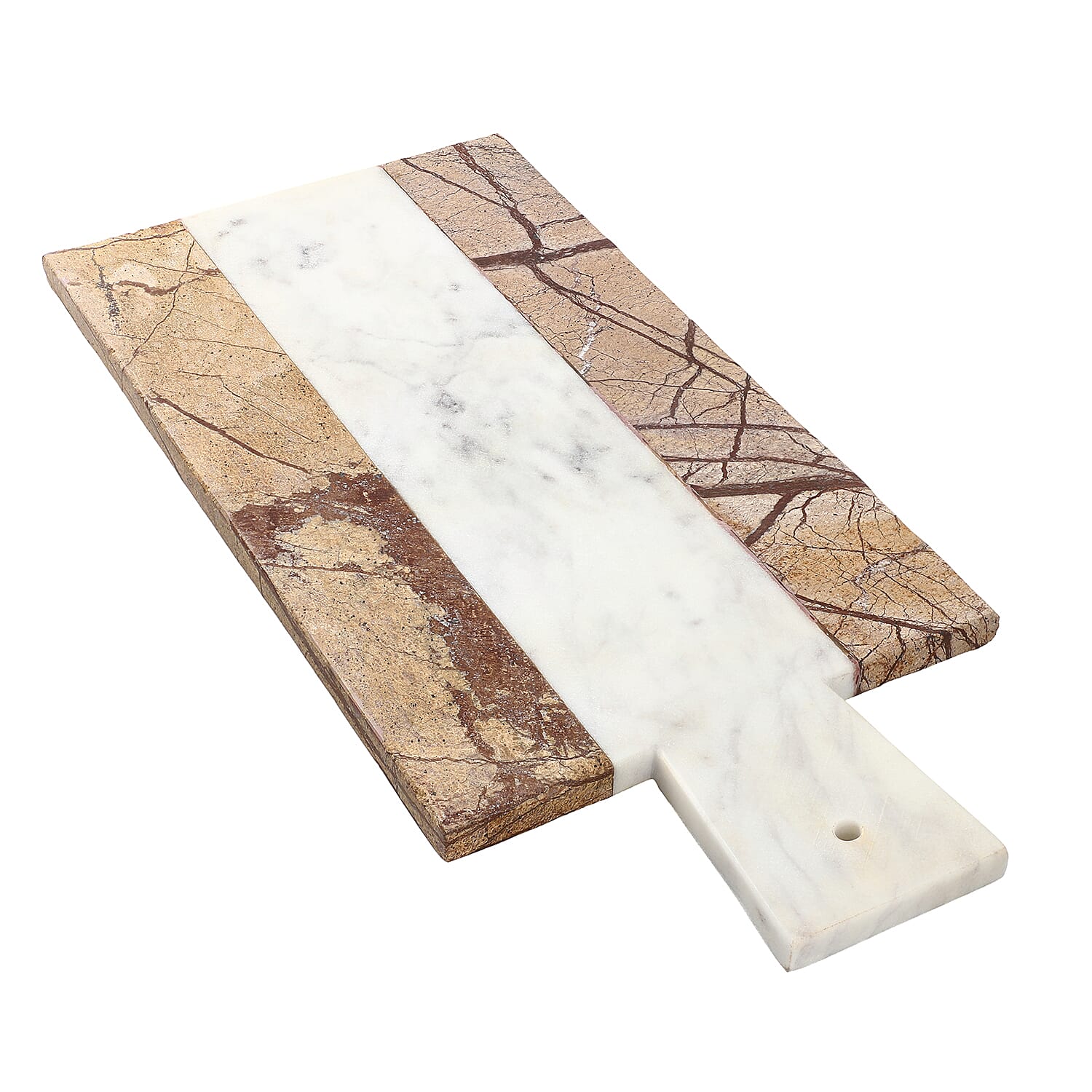 Rectangular Shape Marble Chopping Board (Size 38x18Cm) - Brown and White