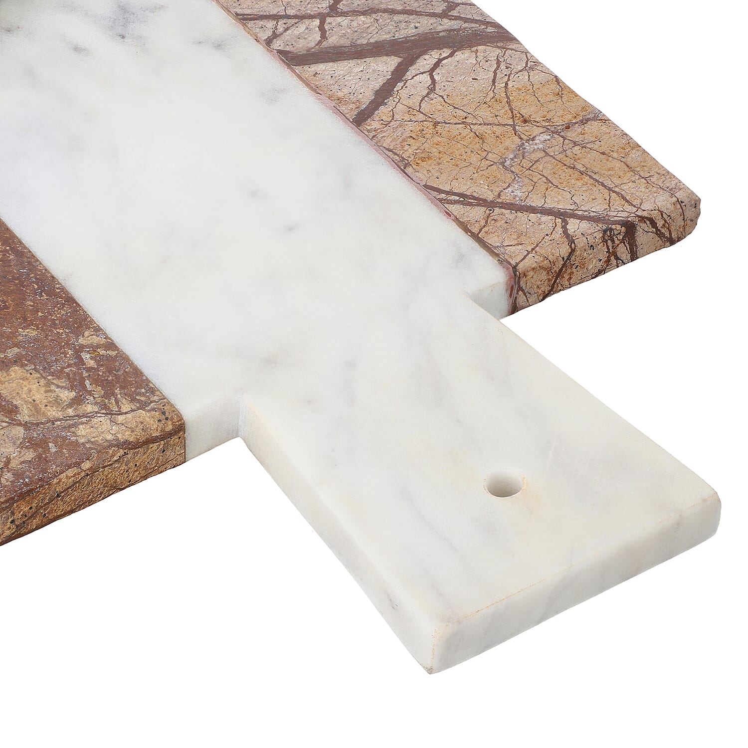 Rectangular Shape Marble Chopping Board (Size 38x18Cm) - Brown and White