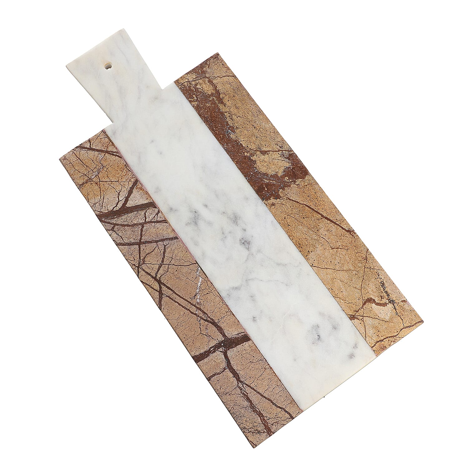 Rectangular Shape Marble Chopping Board (Size 38x18Cm) - Brown and White