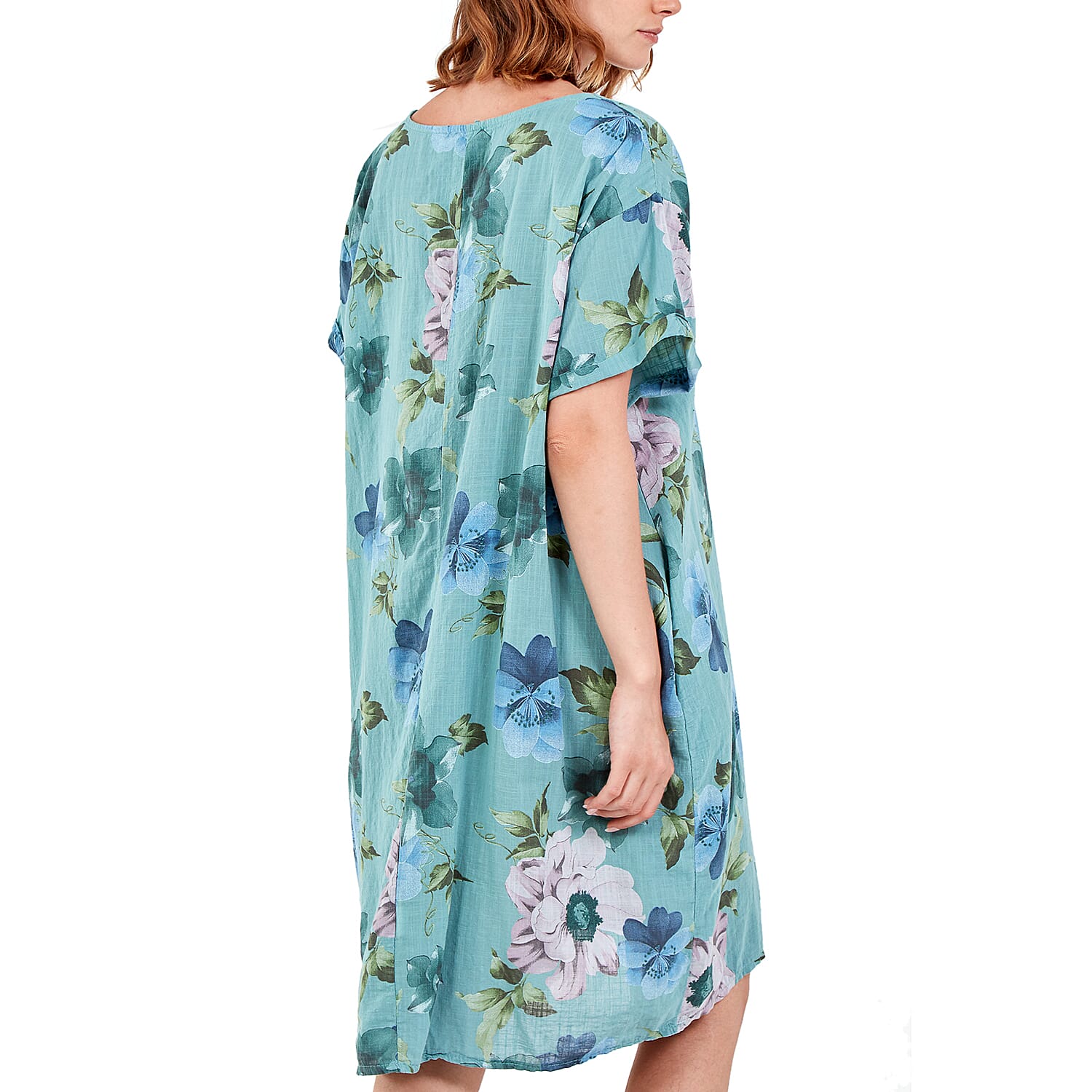 Floral Linen Two Pocket Dress (Size 8-18) - Mint Green