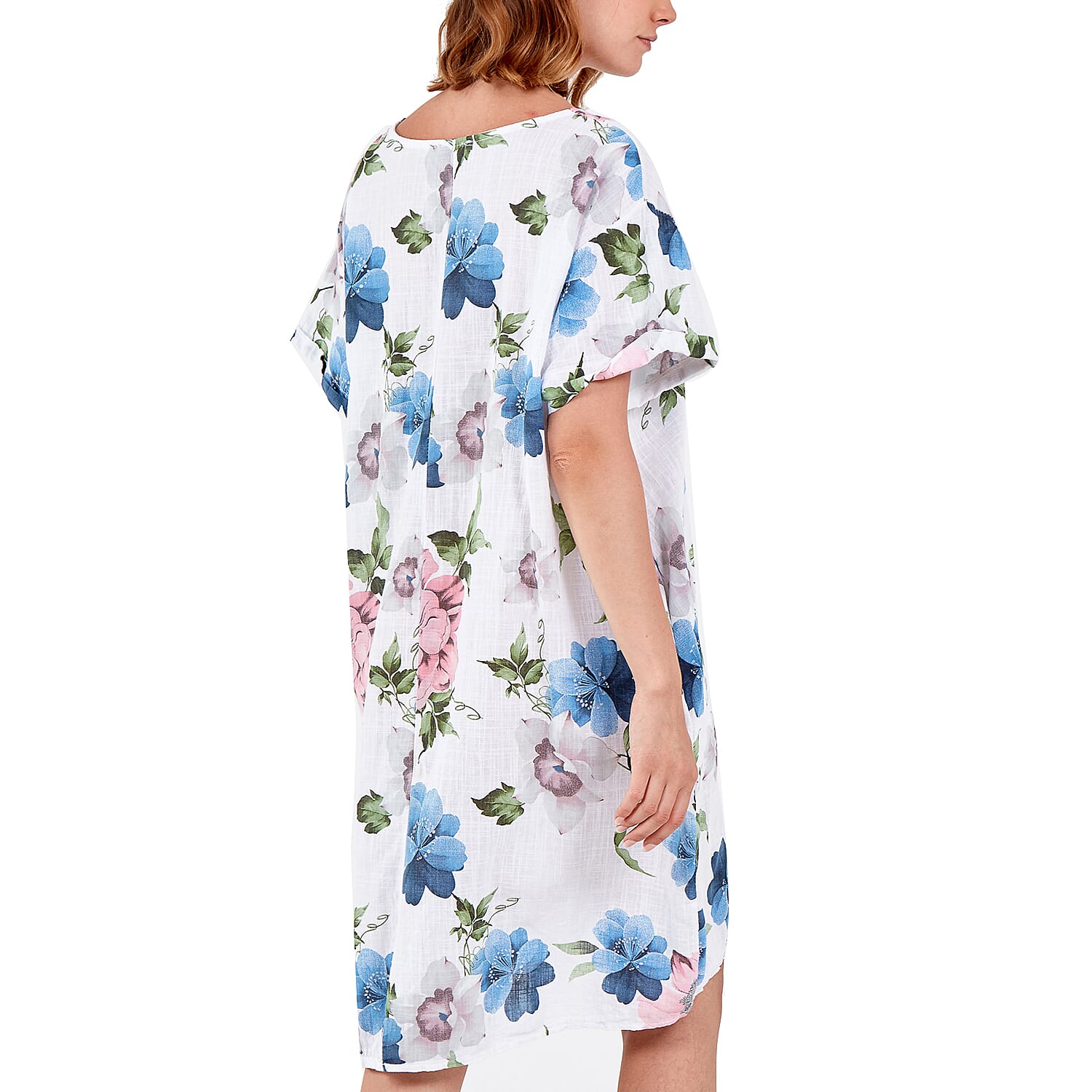 Floral Linen Two Pocket Dress (Size 8-18) - White