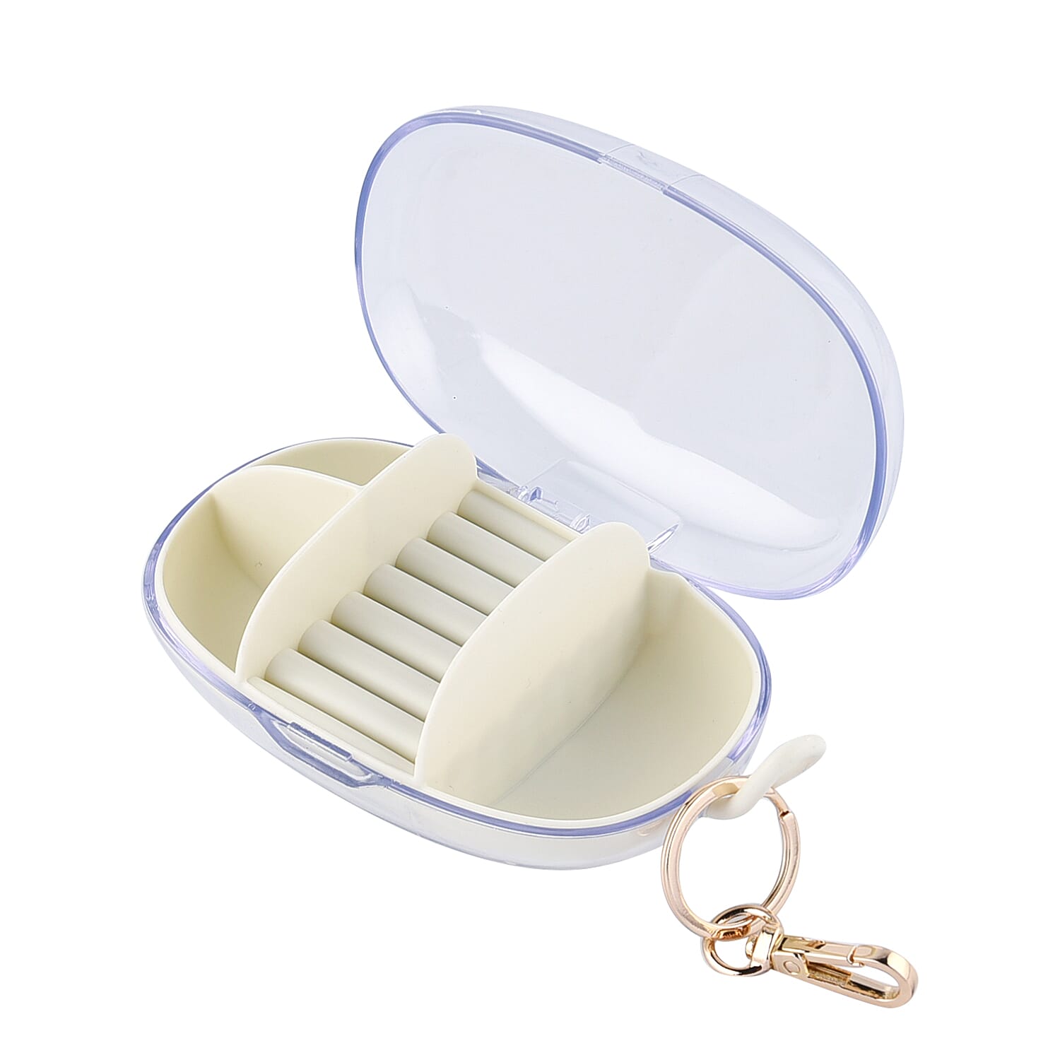 Travel plastic jewelry organizer with a detachable hook 