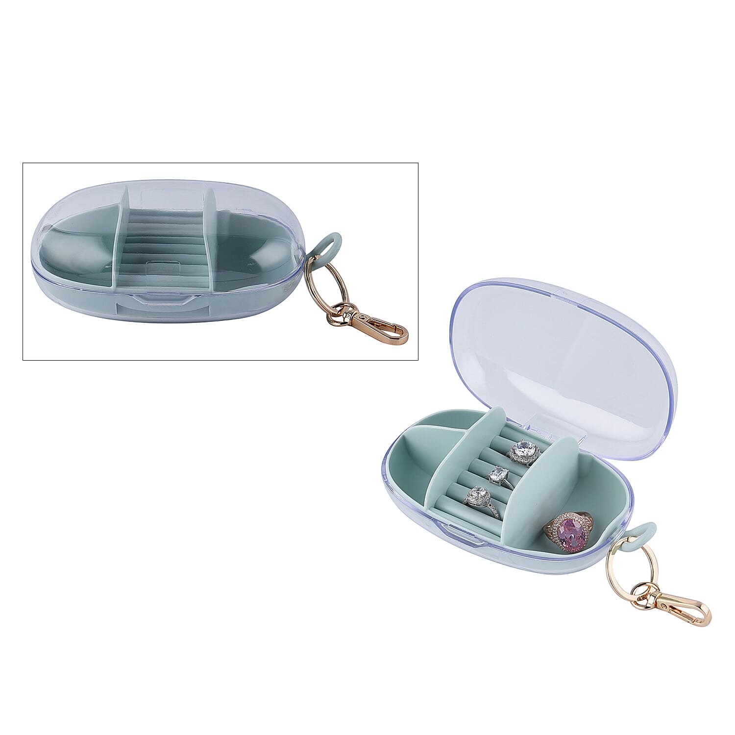 Portable Jewellery Organiser with Detachable Hook (Size 15x8x5cm) - Light Blue