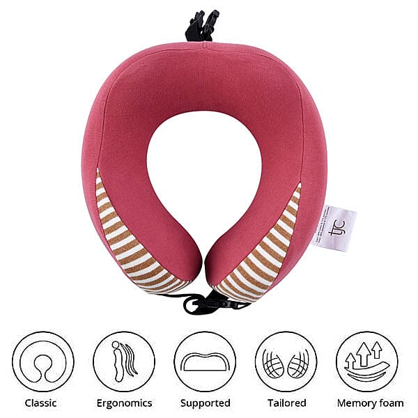 Comfy Neck Pillow with Buckle Closure (Size 22 Cm) - Pink