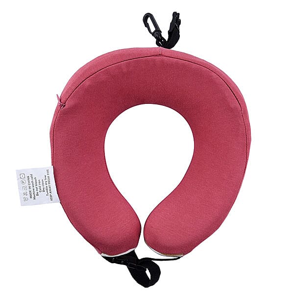 Comfy Neck Pillow with Buckle Closure (Size 22 Cm) - Pink