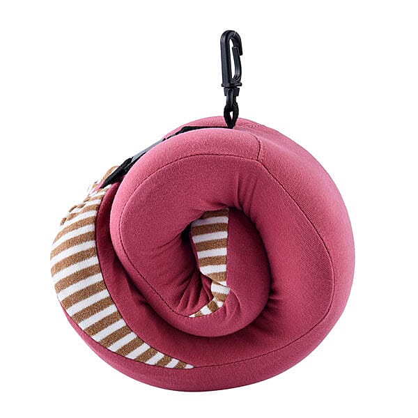 Comfy Neck Pillow with Buckle Closure (Size 22 Cm) - Pink
