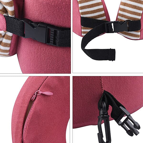 Comfy Neck Pillow with Buckle Closure (Size 22 Cm) - Pink