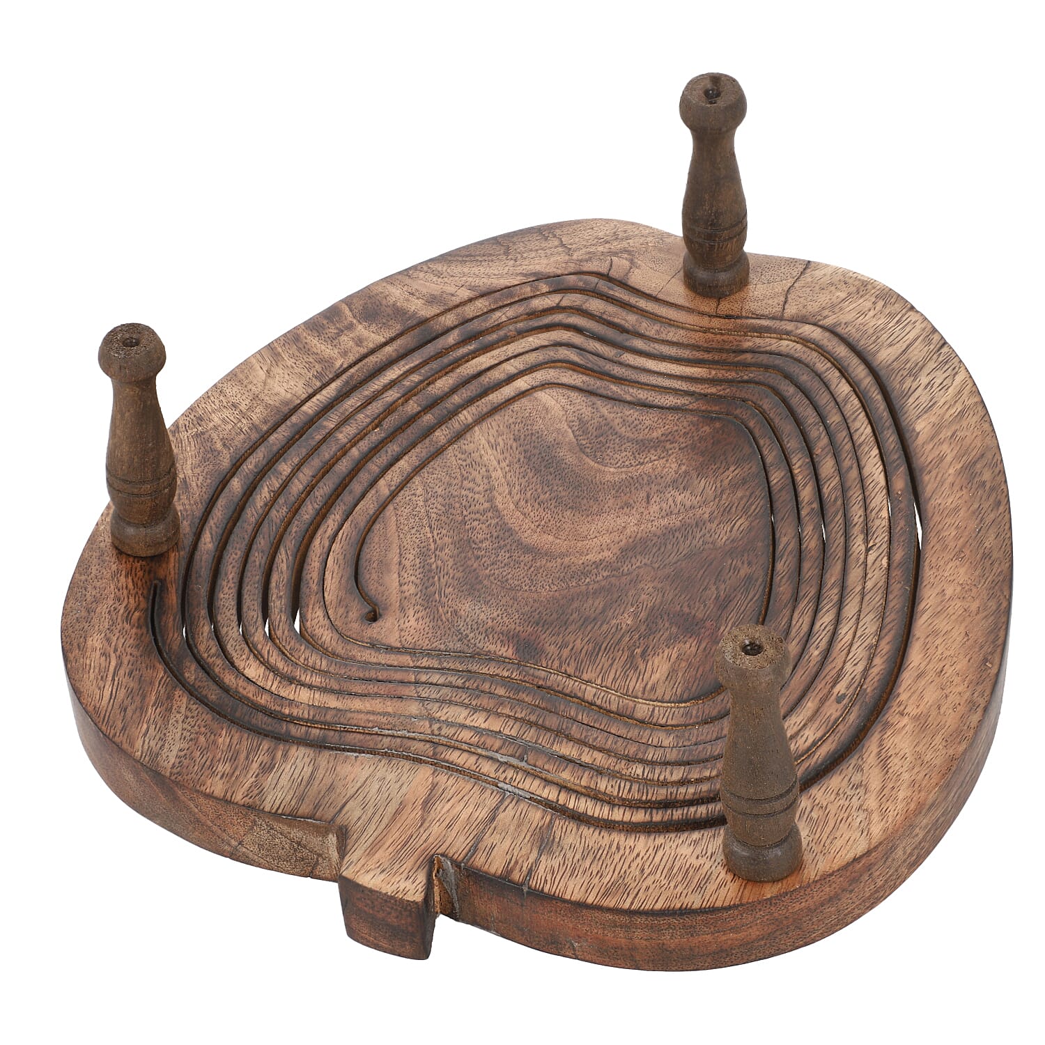 Wooden Carved Apple Shape Spring Tray with Small Legs (Size 25x24 Cm)