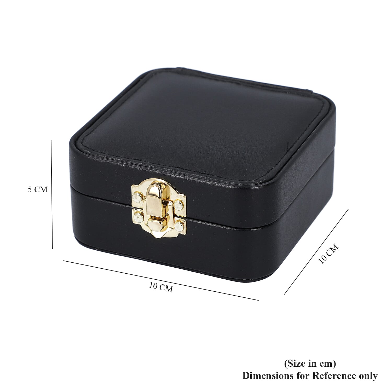 Stylish LED Light Mirror Jewellery Box wih Lock  Size 10x10x5 Cm - Black