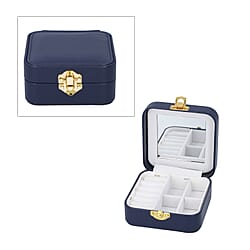 Stylish LED Light Mirror Jewellery Box wih Lock  Size 10x10x5 Cm - Blue