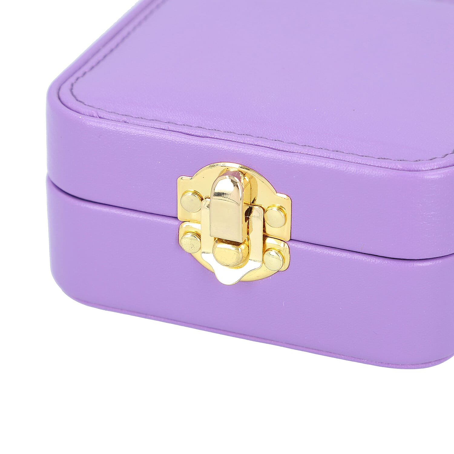 Stylish LED Light Mirror Jewellery Box with Lock (Size 10x10x5 Cm) - Purple