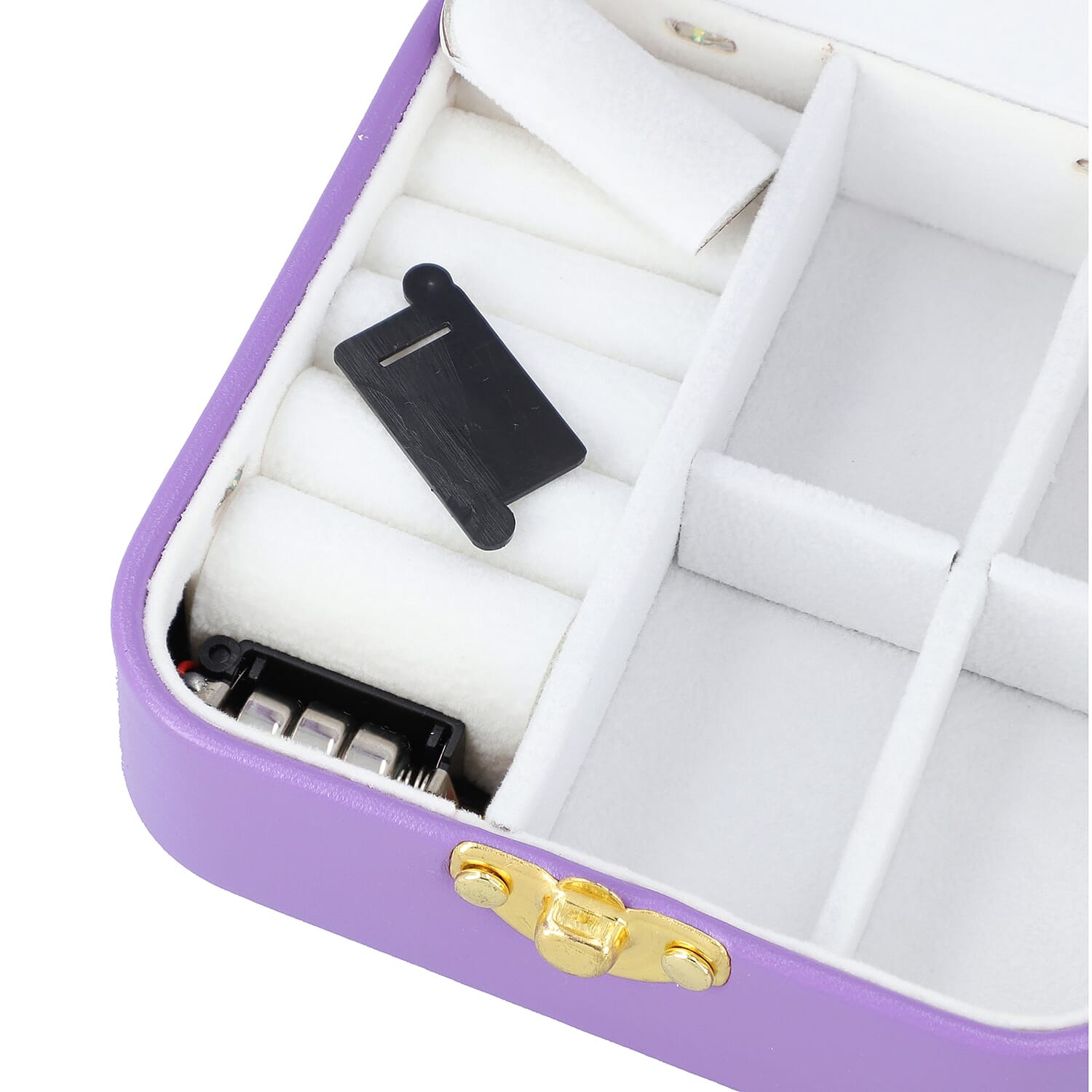 Stylish LED Light Mirror Jewellery Box with Lock (Size 10x10x5 Cm) - Purple