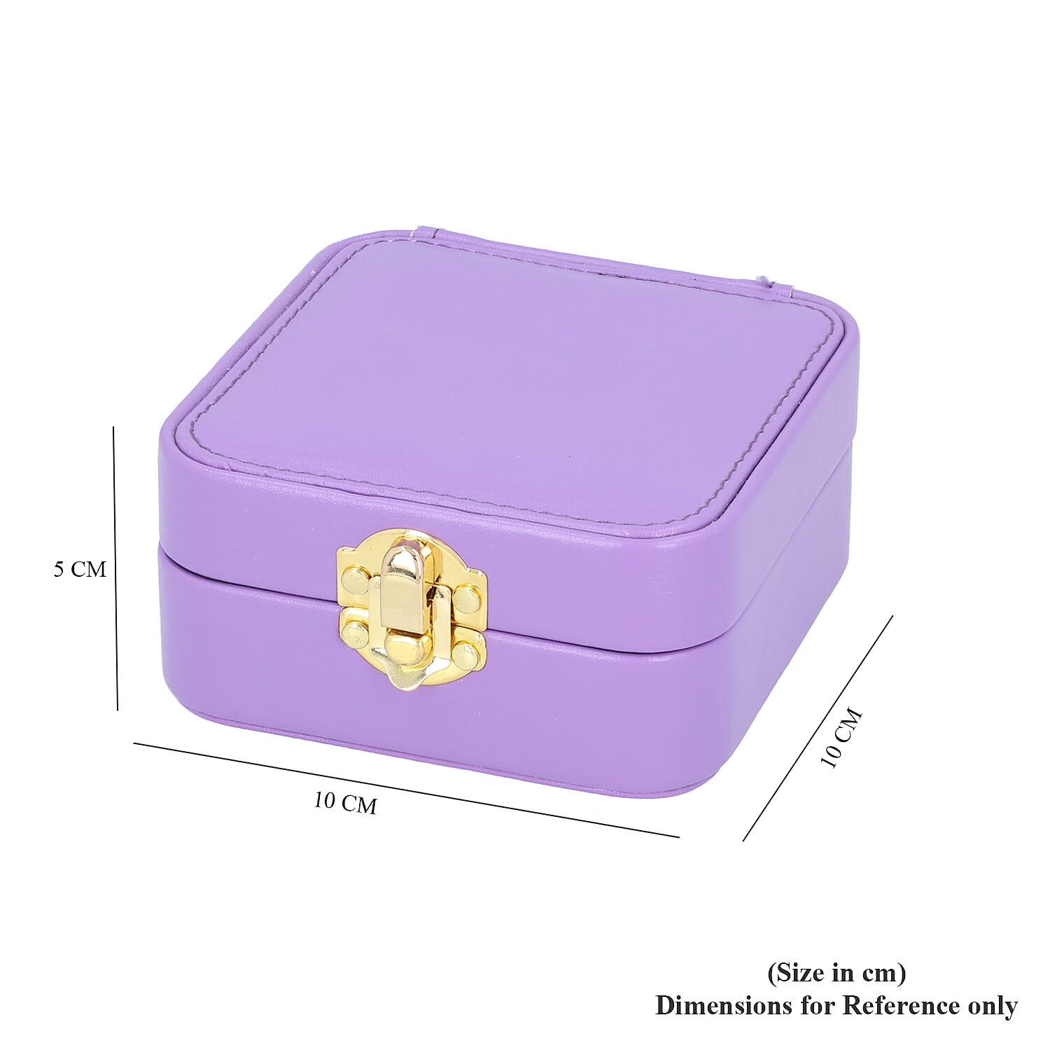 Stylish LED Light Mirror Jewellery Box with Lock (Size 10x10x5 Cm) - Purple