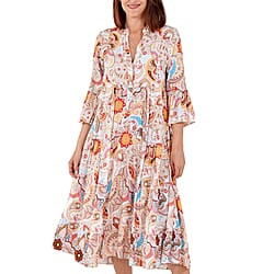 Nova of London - Viscose Paisley Print Midi Dress (Size 8-20) - Beige