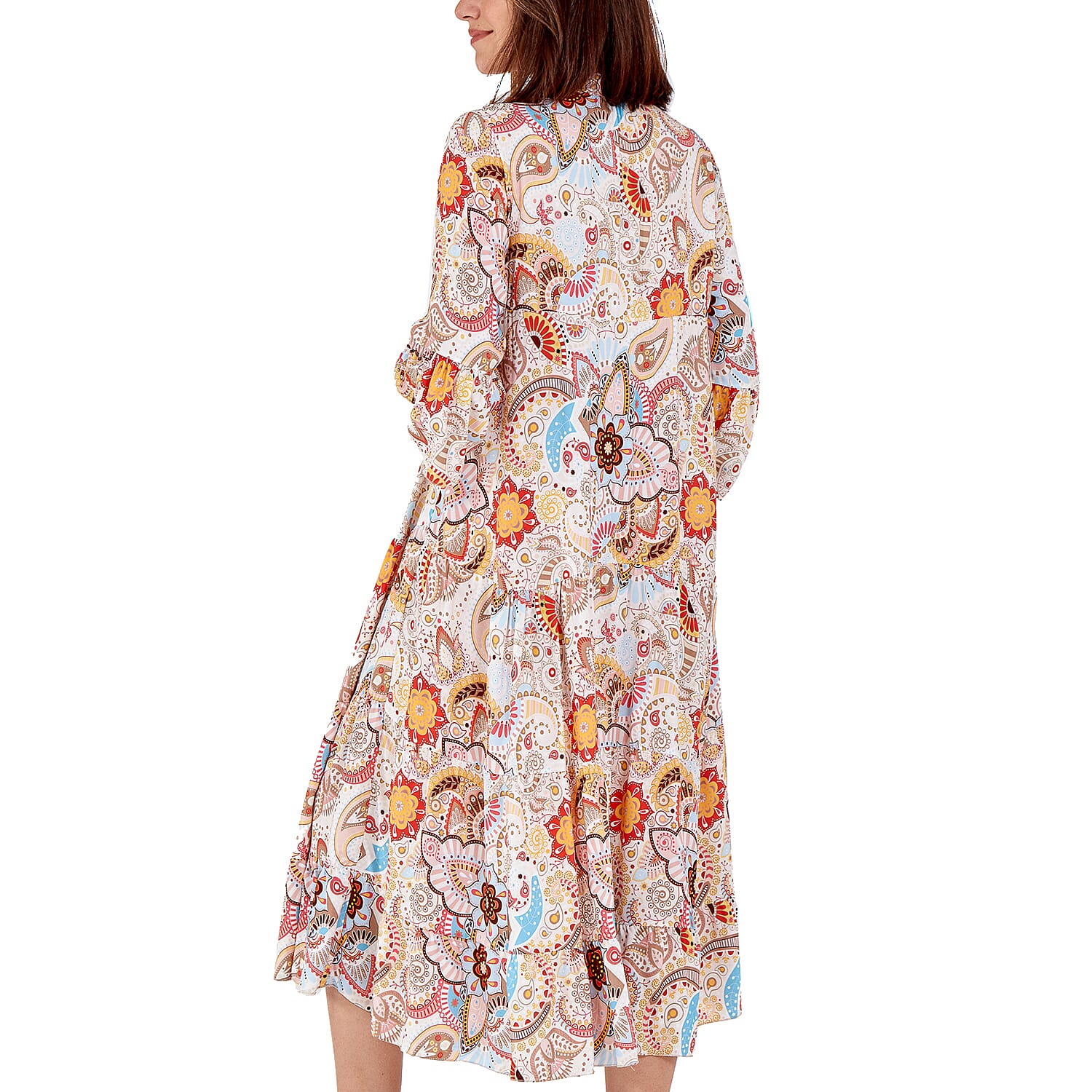 Nova of London - Viscose Paisley Print Midi Dress (Size 8-20) - Beige