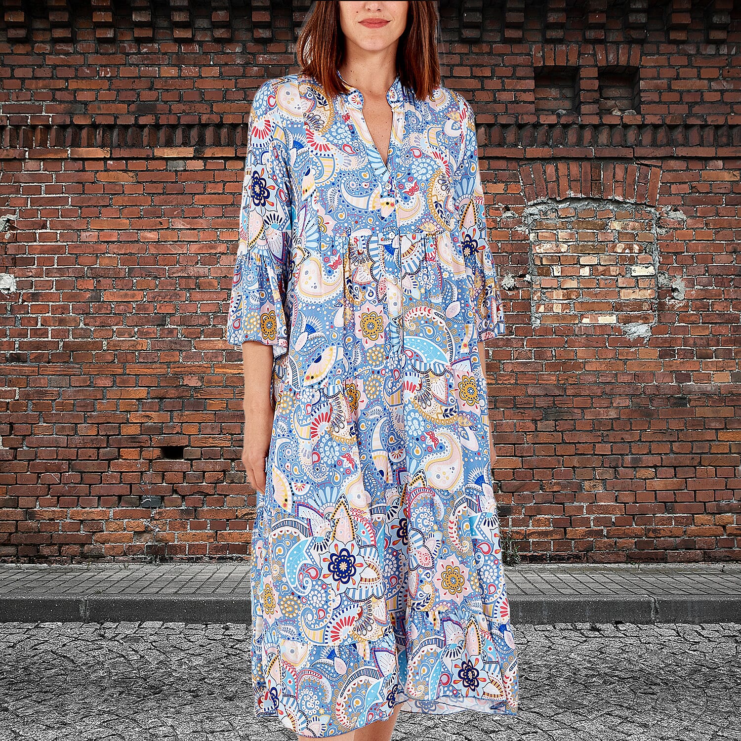Nova of London - Viscose Paisley Print Midi Dress (Size 8-20) - Blue