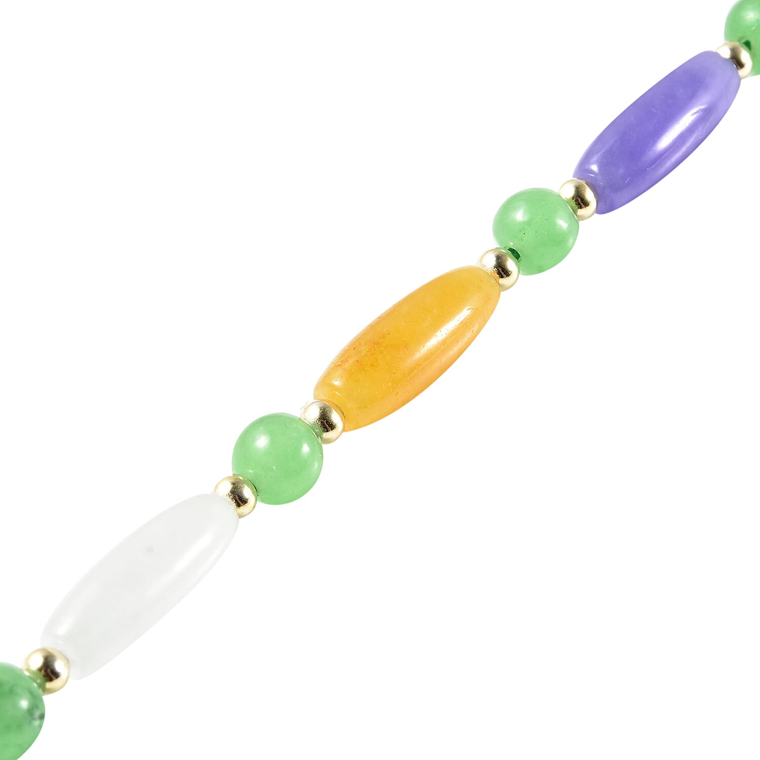 Multi Colour Jade Bracelet (Size - 7.5) in Sterling Silver