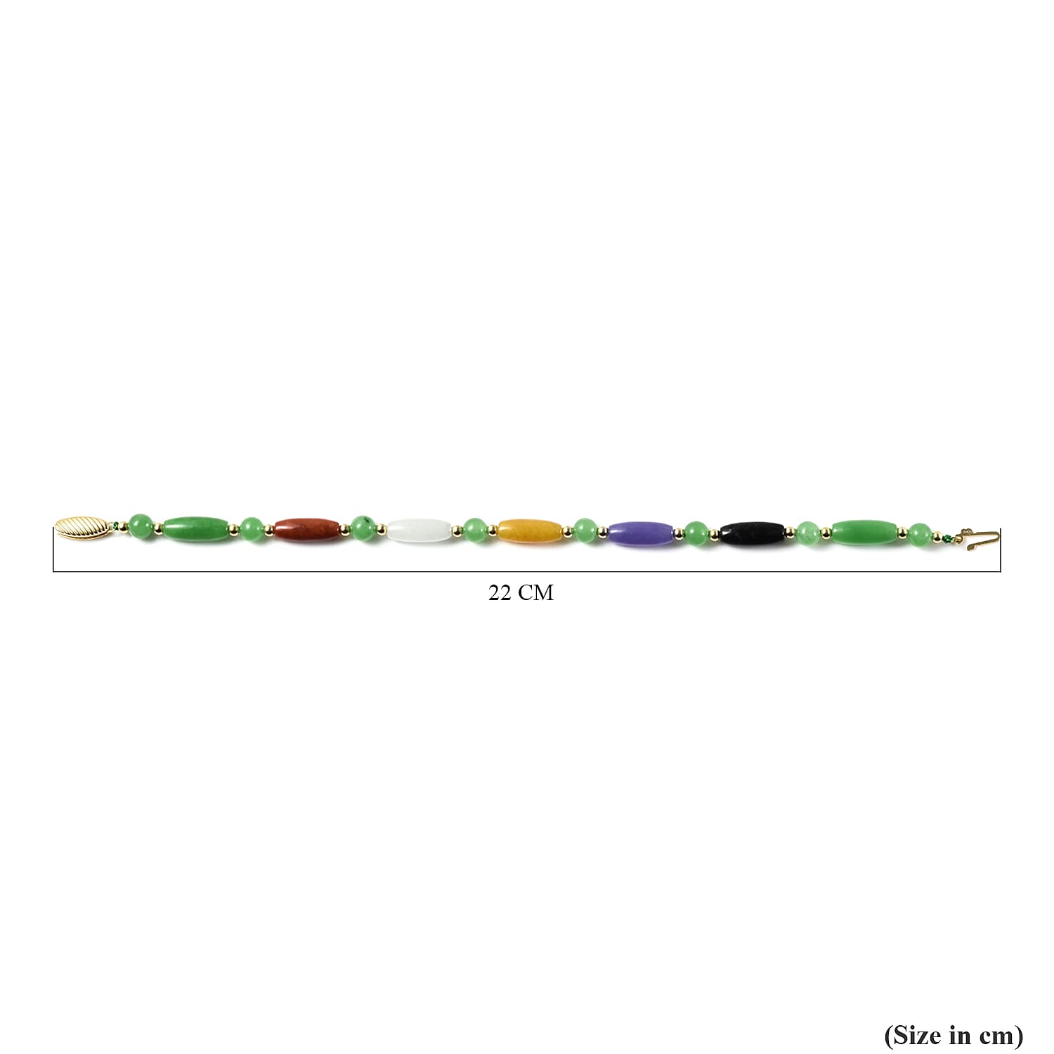 Multi Colour Jade Bracelet (Size - 7.5) in Sterling Silver
