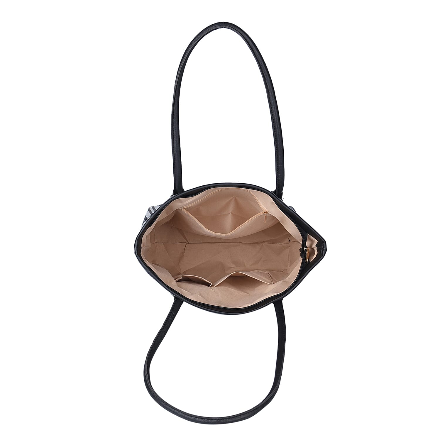 Closeout Deal Plaid Pattern Tote Bag with Shouder Strap (Size 30x29x12 Cm) - Grey & White