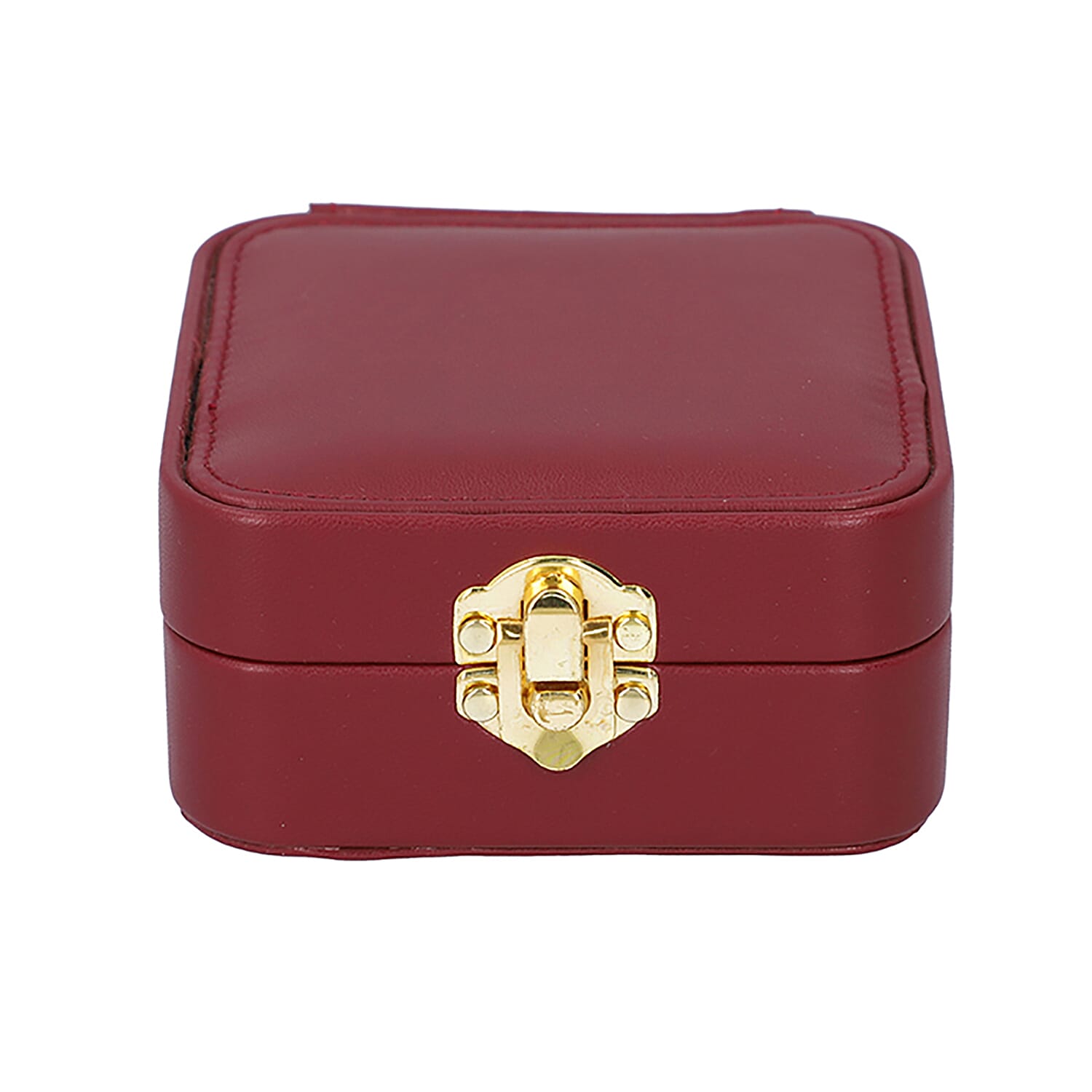 Stylish LED Light Mirror Jewellery Box wih Lock  (Size 10x10x5 Cm) - Burgundy