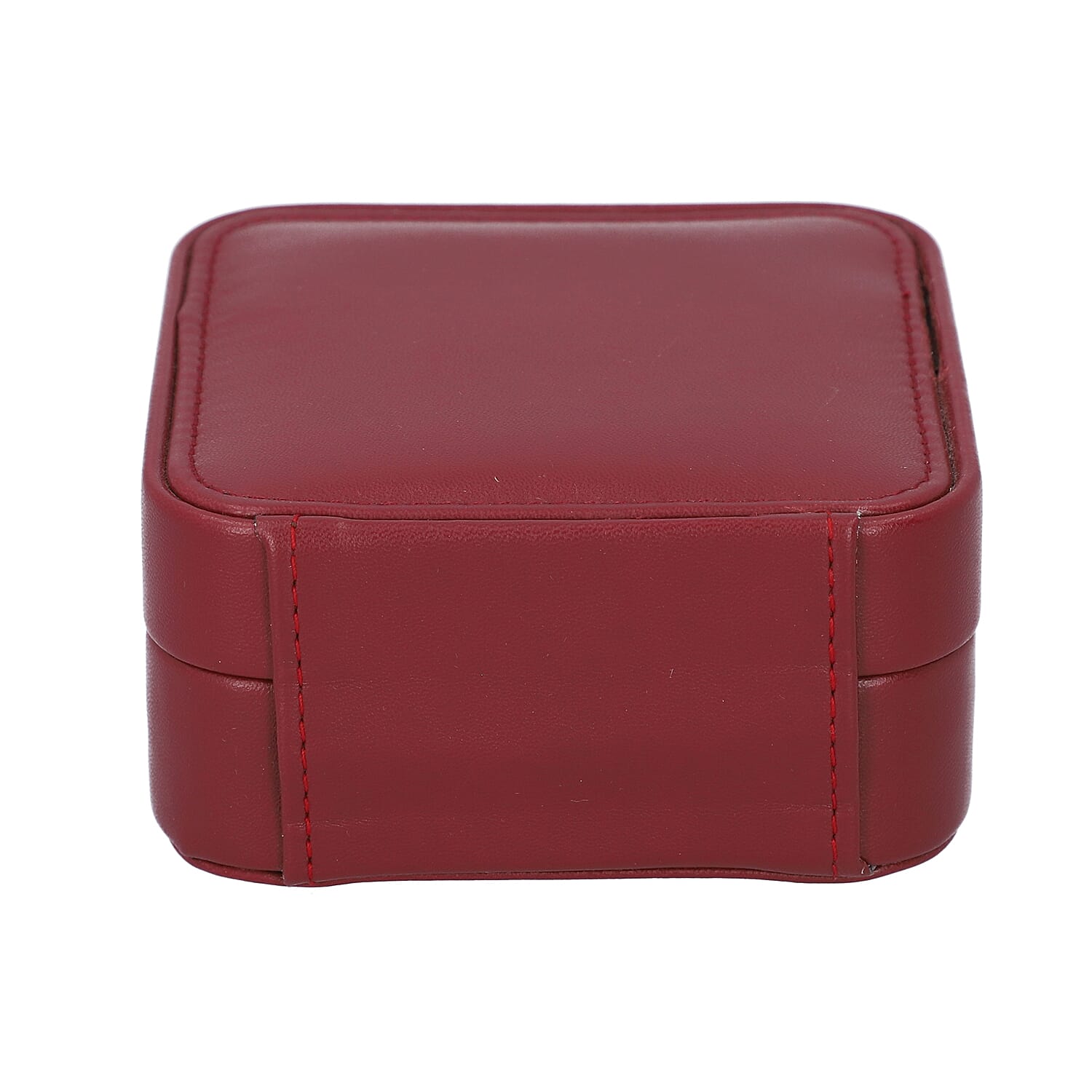 Stylish LED Light Mirror Jewellery Box wih Lock  (Size 10x10x5 Cm) - Burgundy