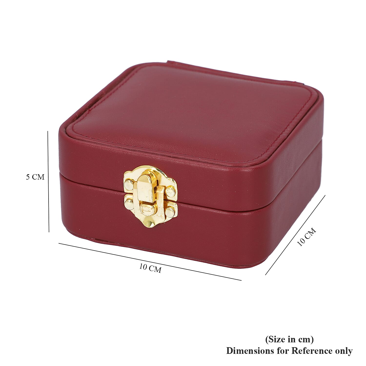 Stylish LED Light Mirror Jewellery Box wih Lock  (Size 10x10x5 Cm) - Burgundy