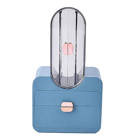 Portable Transparent Earrings Display Jewellery Organiser with 2 Drawer (Size 31x18x13 cm) - Blue