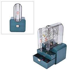 Portable Transparent Earrings Display Jewellery Organiser with 2 Drawer - Blue