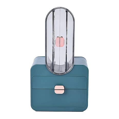 Portable Transparent Earrings Display Jewellery Organiser with 2 Drawer (Size 31x18x13 cm) - Green