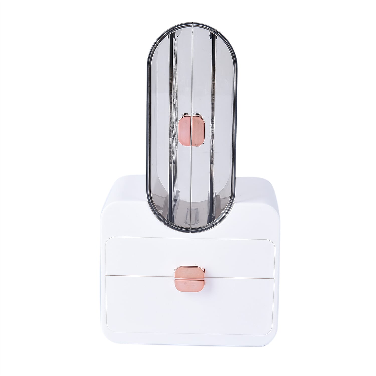 Portable Transparent Earrings Display Jewellery Organiser with 2 Drawer (Size 31x18x13 cm) - White