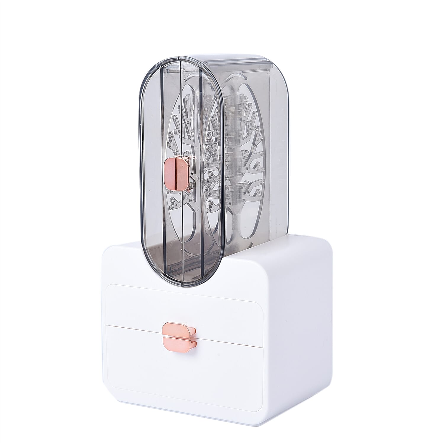 Portable Transparent Earrings Display Jewellery Organiser with 2 Drawer (Size 31x18x13 cm) - White