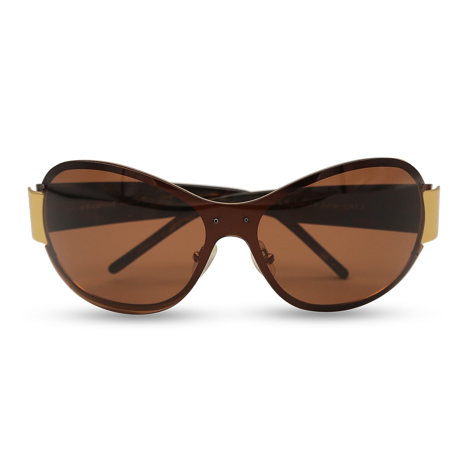 POLAROID Rimless Oversized Sunglasses - Gold & Brown