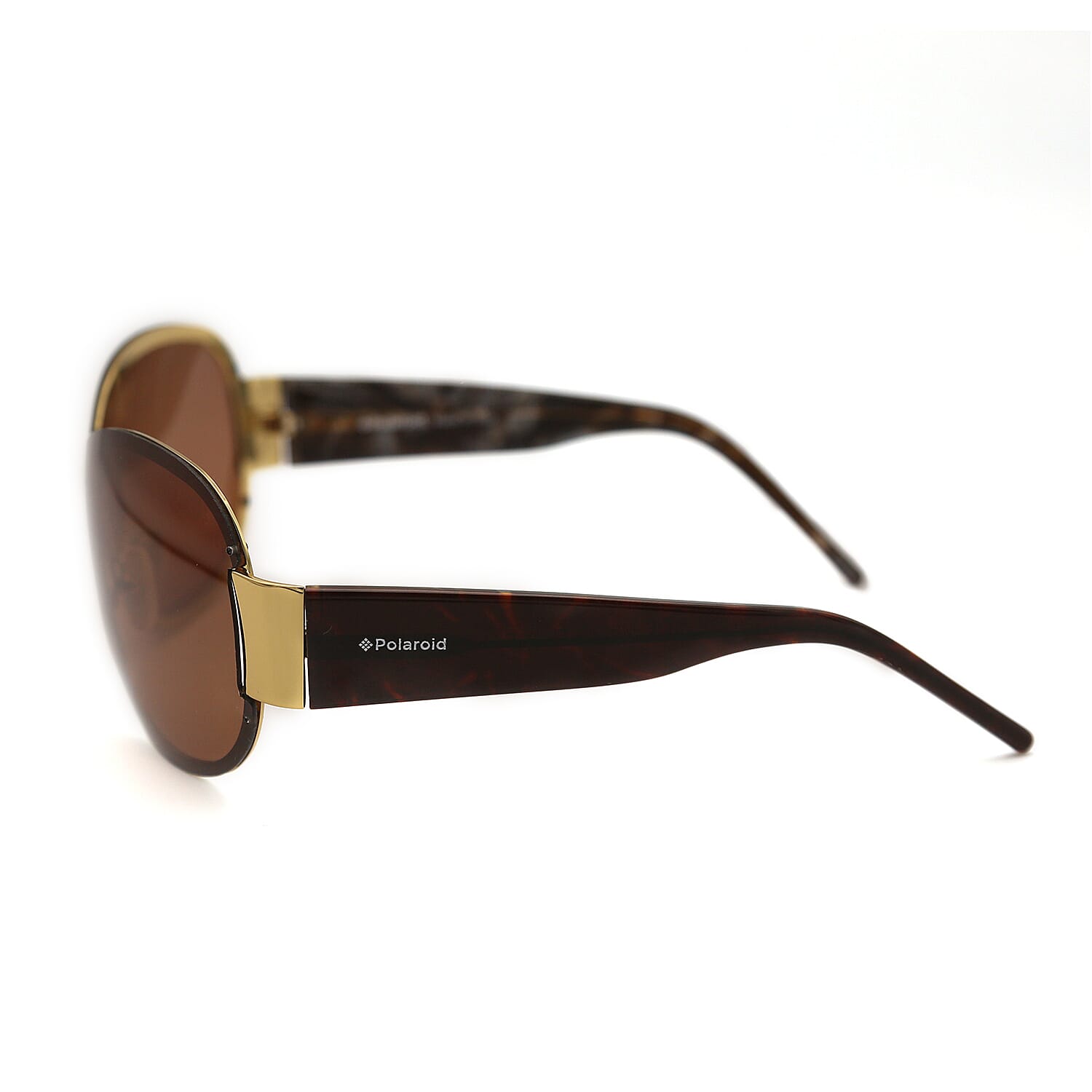 POLAROID Rimless Oversized Sunglasses - Gold & Brown