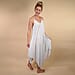TAMSY 100% Viscose  Herringbone Stripe Asymmetrical Hem Dress One Size, (Fits Size 8-18 ) - White