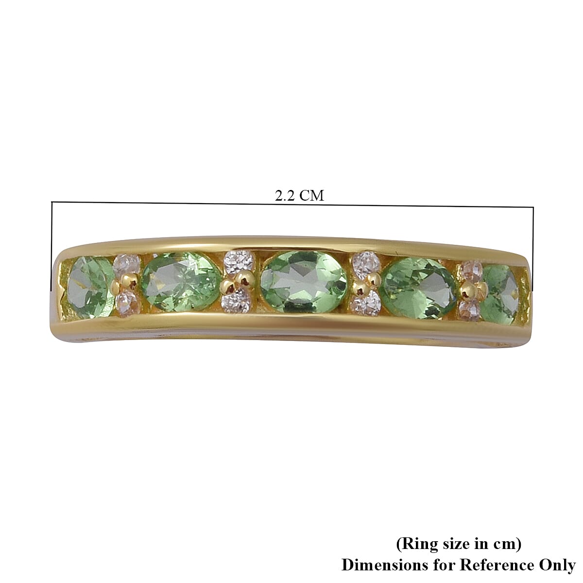 Tsavorite Garnet and Natural Cambodian Zircon Half Eternity Band Ring in 18K Vermeil Yellow Gold Plated Sterling Silver 1.100 Ct.