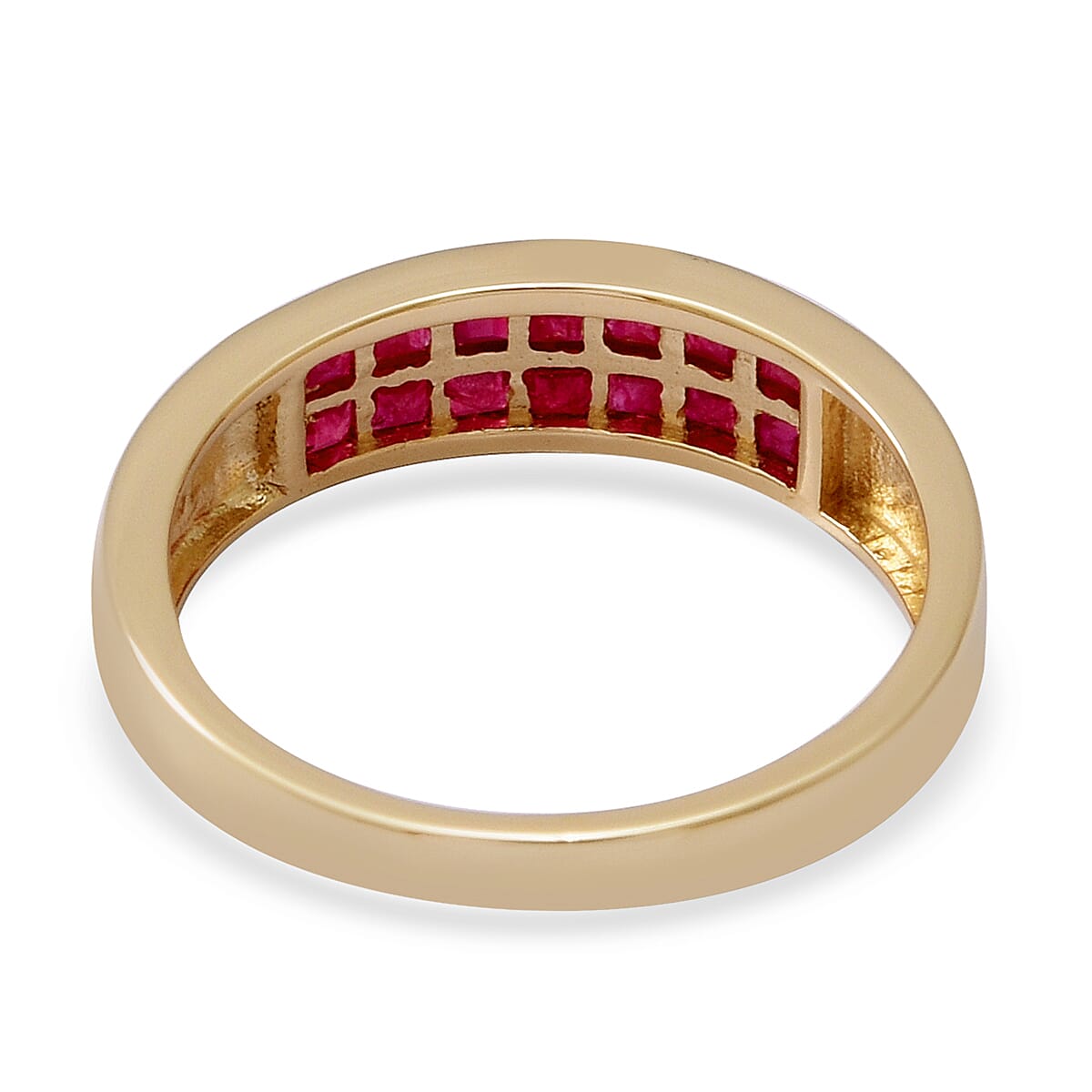 9K Yellow Gold Ruby Band Ring 1.34 Ct.