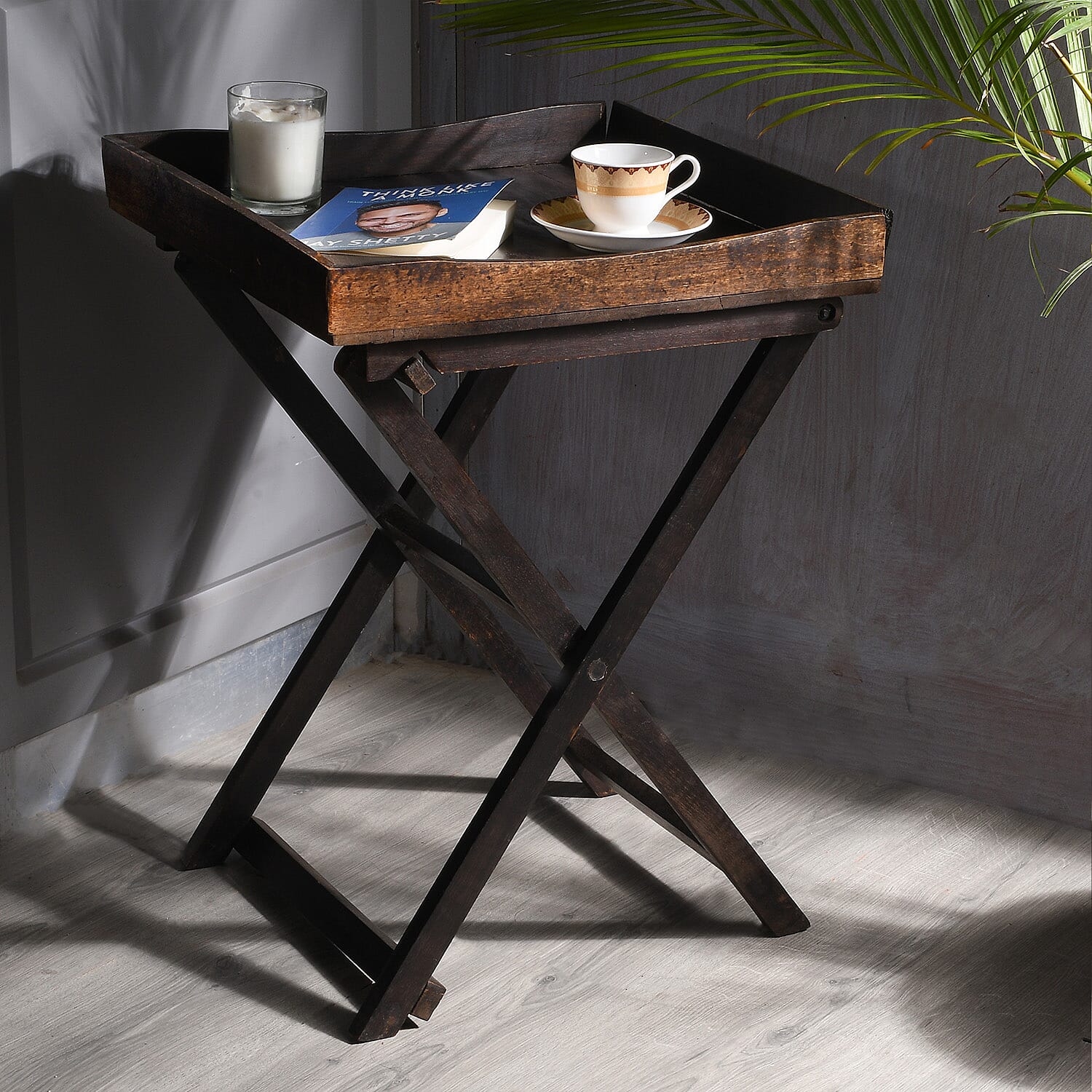 Mango Tree Wooden Tray with Stand - Light Brown