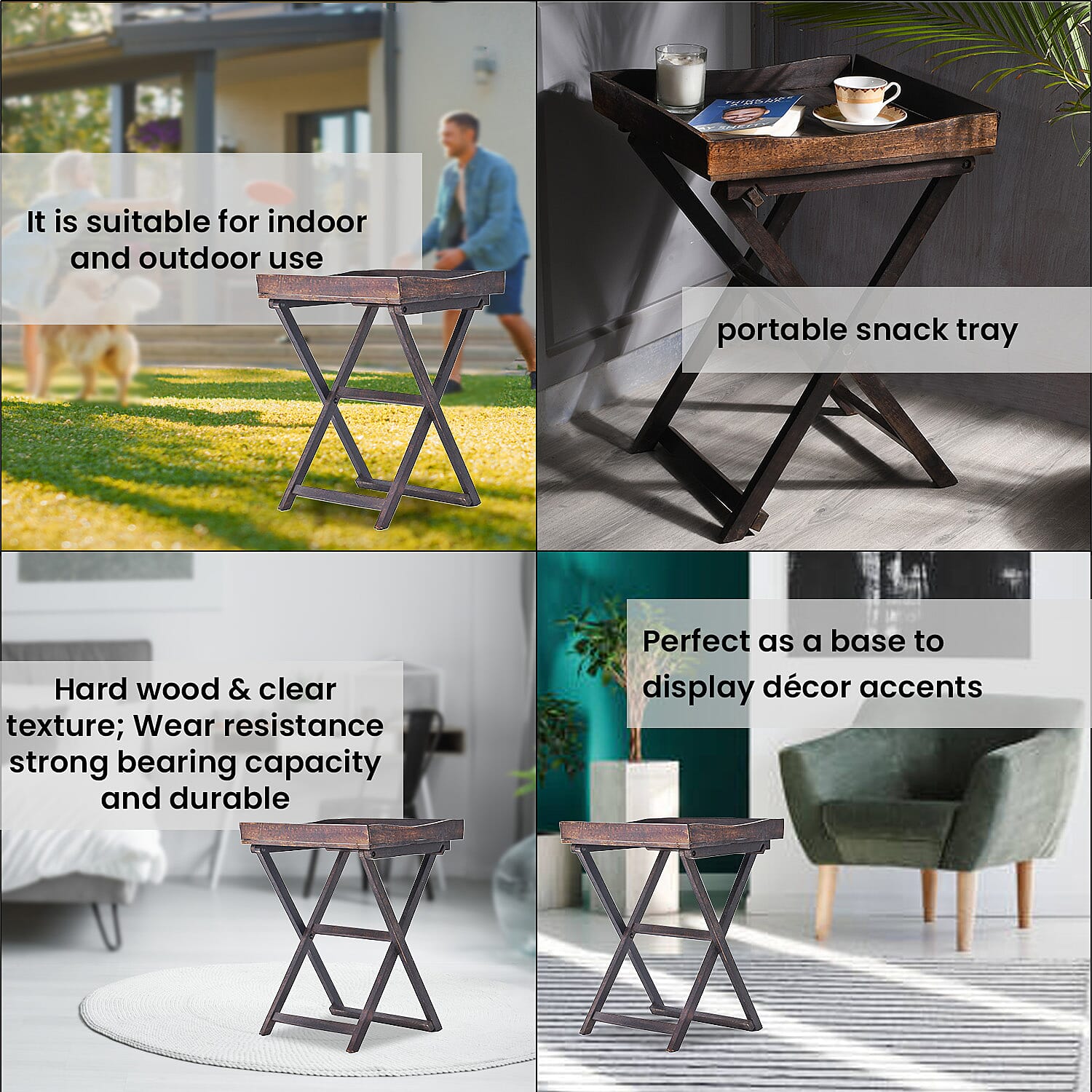 Mango Tree Wooden Tray with Stand - Light Brown