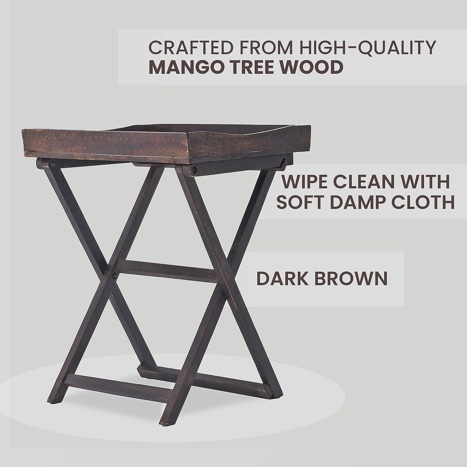 Mango Tree Wooden Tray with Stand - Light Brown