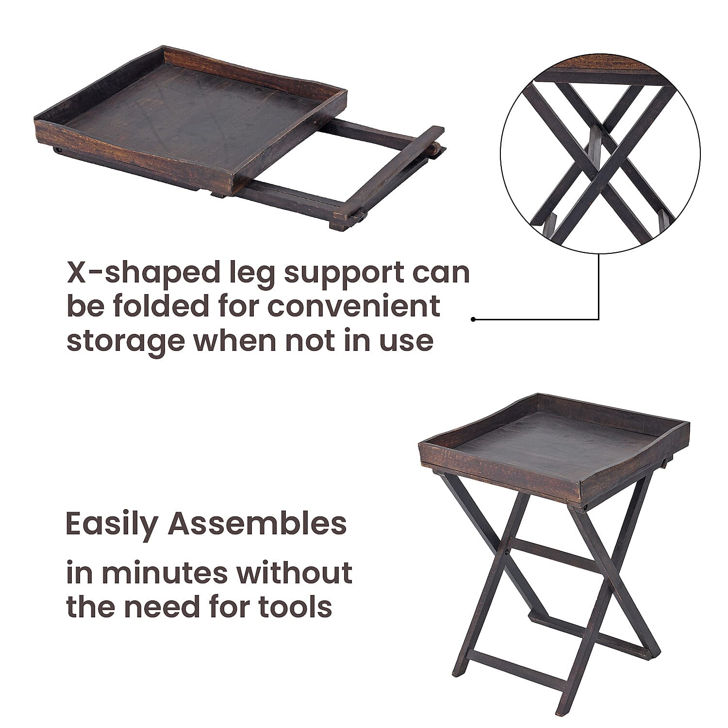 Mango Tree Wooden Tray with Stand - Light Brown