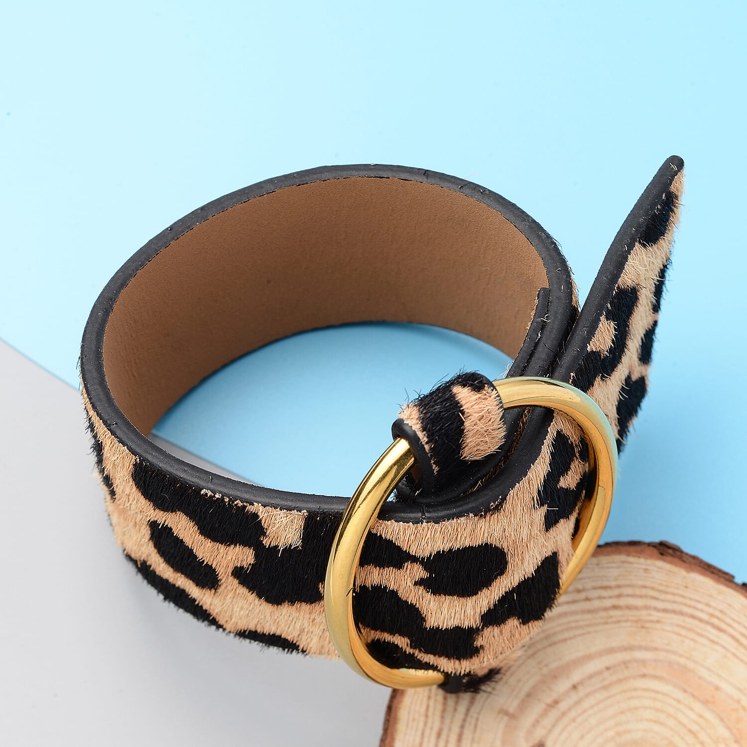 Belt Buckle Designer Style Bangle (Size 8) in Stainless Steel